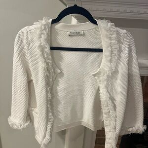 White House Black Market Textured White Cardigan